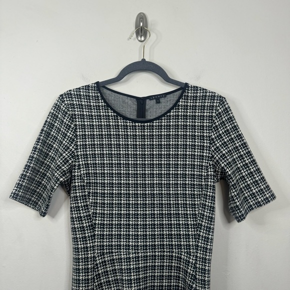 Theory Womens Black White Houndstooth Wool Blend Nikay Moda Mini Dress Size 6 - Picture 3 of 11